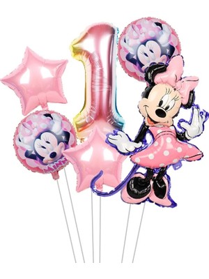 Stil 5 Minnie Mouse Folyo Balonlar Mickey 1. Doğum Günü Partisi Süslemeleri Çocuklar Balon Numarası 1 Globos Bebek Duş Konfeti Lateks Top Oyuncak (Yurt Dışından)