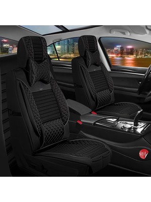 Deniz Tuning renault Megane 4 Sedan Lüx Deri Oto Koltuk Kılıfı 5'li Set Tam Takım Urban Tam Siyah