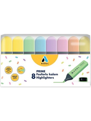 Adel Prime Fosforlu Kalem Seti 8'li