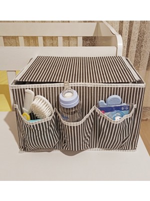 Durgunstore Bebek Beşik Başucu Düzenleyici Kapaklı 5 Bölmeli Organizer