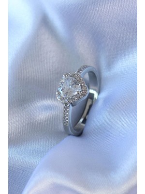 Vanilla Jewelry Çelik Pandora kalp ciddi ilişki yüzüğü ayarlanabilir sevgili