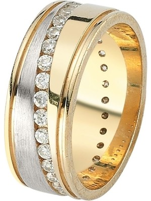 Öz Alyans 7 mm Taşlı Gümüş Alyans 925