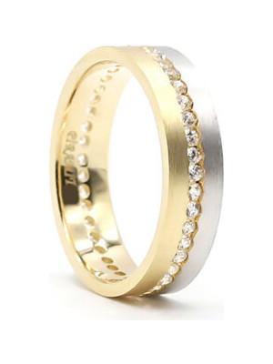 Öz Alyans 6 mm Gümüş Taşlı Alyans 925