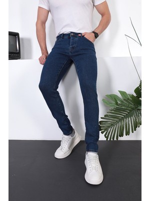 Lina Trend Erkek Mavi Slim Fit Dar Kesim Pamuklu Likralı Esnek Denim Jean Erkek Kot Pantolon