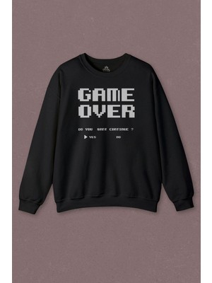 So Cool Unisex Sweatshirt Game Over Atari Retro Pixel Oyun Baskılı Sweatshirt