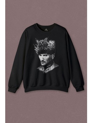 So Cool Unisex Sweatshirt Atatürk Çanakkale Silüet Tipografi Mustafa Kemal Cumhuriyet Baskılı Sweatshirt