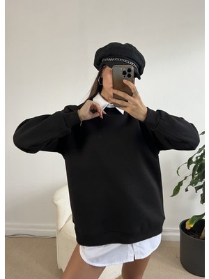 Minaaise Siyah Basic Oversize Sweatshirt 26088
