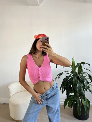 Minaaise Pembe Triko Yelek 26025