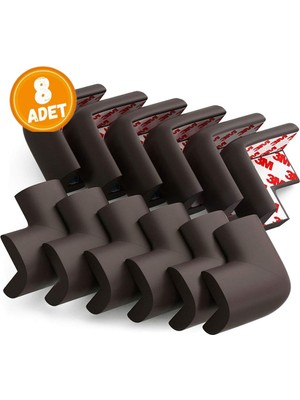 Mininga 8 Adet Köşe Koruyucu Yastık Saf Kauçuk Masa Sehpa Kenar Köşe Koruyucu Çocuk Bebek Emniyet Koruma