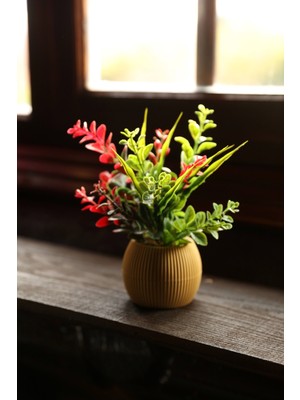 Ddtrend DDS-101 Saksıda Yapay Çiçek Aranjman , Taş Yosunlu , Gerçekci Görünüm Yeni Trend