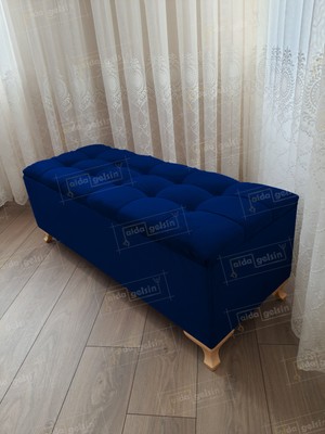 AldaGelsin Yeni Model Lüks Çizgi Kapitoneli Sandıklı Puf Bench (100*45) Gold Ayak