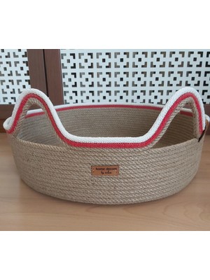 Home Decors By Özlem Hasır Jüt Pamuklu Kedi Yatağı Köpek Yatağı Pet El Yapımı Evcil Hayvan - 40X9 cm