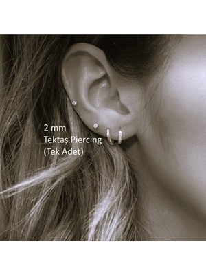 Heppii Mini Tektaş Cerrahi Çelik Tragus Helix Kıkırdak Conch Gümüş Renk 6 mm Piercing