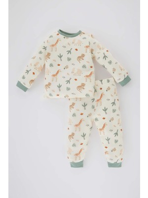 DeFacto Erkek Bebek Safari Baskılı Uzun Kollu Pijama Takımı B8785A524SP