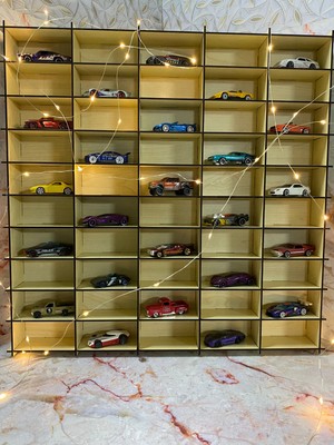 Refason Design Refason Desing Ahşap Araba Rafı 50'li Akça Ağacı Renk (Hotwheels ve Matcbox Arabaları Için Uygundur)