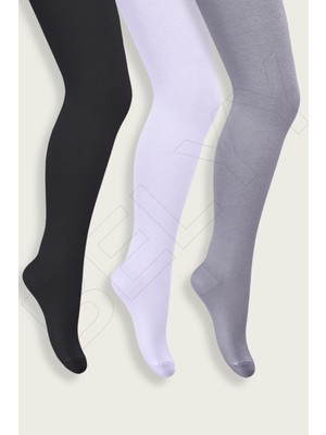 Belyy Socks 3 Lü Paket Düz Pamuklu Kız Çocuk Külotlu Çorap