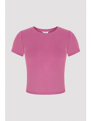 Penti Koyu Pembe Bisiklet Yaka Slim Fit Tişört