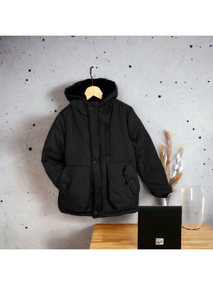 Miniğimin Cicileri Kapişonlu Su Geçirmez Içi Welsoft Erkek Çocuk Mont - Siyah