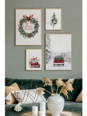 Artavessa 4 Parça Ahşap Çerçeve Görünümlü Mdf Tablo Seti