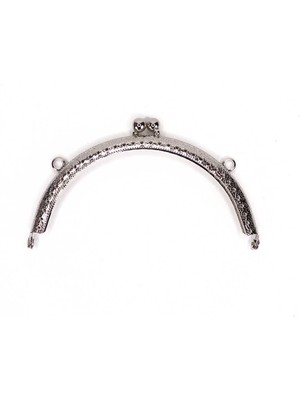 Ritzz Oval Delikli Vintage Metal Çanta Bursu 12.5cm Gümüş