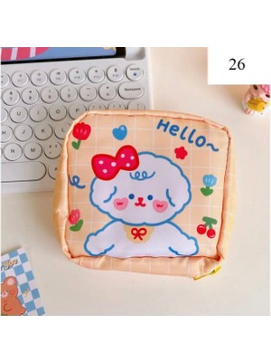 Syn İletişim 13*13 Ölçüler Ped Makyaj Kozmetik Çantası Kablo Şarj Aleti ve Kırtasiye Ürünlerinide Düzenleyici Olarak Kullanabilirsiniz Teddy Coco Bear Ayıcık Rabbit Tavşan Makyaj Ped Kozmetik Çantası Düzenleyici