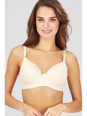 Kom Lidya Desteksiz Balenli Sütyen Ekru Renkli