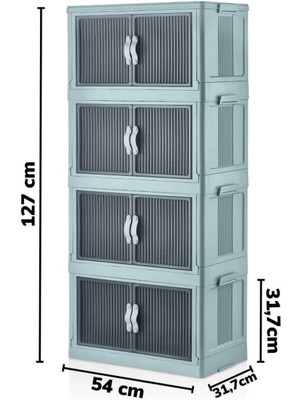 Emayhome Çok Amaçlı Kapaklı Portatif Istiflenebilir Organizer Dolap 4 Lü Su Yeşili