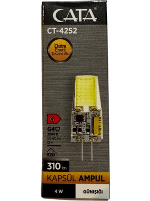 Cata CT-4252 4W 12V 3200K (Günışığı) G4 Duylu Kapsül Ampul (2 Adet)