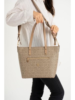 Impolo Linda Vizonempirmebaskı Üçgözlü  Kadın Omuz Çantası 28X41 Ebatında