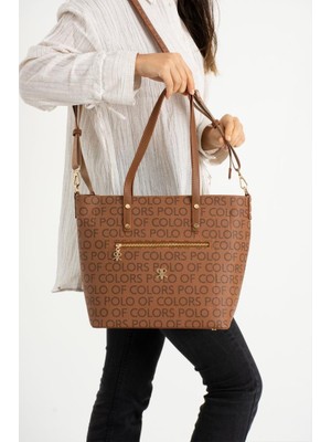 Impolo Linda Kamelempirmebaskı Üçgözlü  Kadın Omuz Çantası 28X41 Ebatında