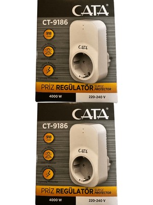 Cata CT-9186 Akım ve Çocuk Korumalı Tekli Kablosuz Priz (2 Adet)