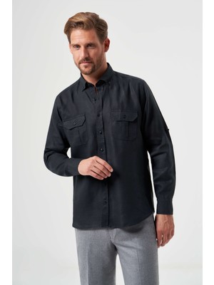Bisse Regular Fit Spor Siyah Erkek Gömlek GM23Y231131_D99