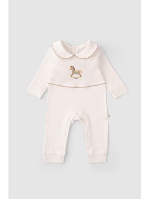 Little Gusto Pamuk Bebe Yakalı Tulum Playtime Tay Nakışlı
