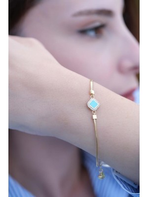 Tufanlar Kuyumculuk Altın Açık Mavi Mineli Bileklik