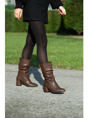 Sovrana Körüklü Topuklu Çizme Acı Kahve