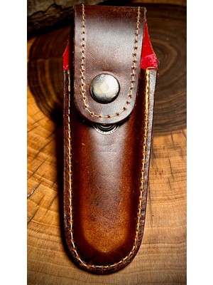 Kopili Ninja Çakı Kılıfı Hakiki Deri Kılıf - Kın (Kapalı Hali 8 - 12CM Arası Çakılar Içindir) (Kahverengi) No:3