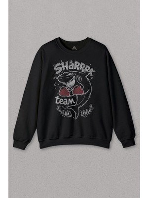 So Cool Unisex Sweatshirt Shark Team Köpek Baliğı Boks Fight Dövüşü Baskılı Sweat
