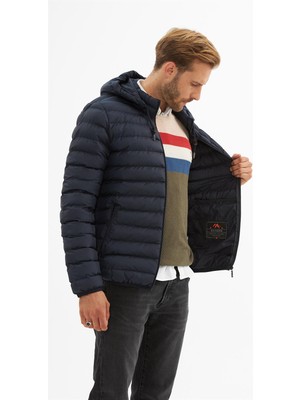 Danger Erkek Çıkarılabilir Kapüşonlu Basic Şişme Mont Lacivert - 32DNGR
