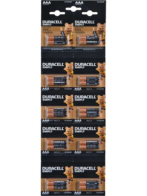 Durgunstore Duracell LR03/MN2400 1.5V Alkalin Aaa Ince Kalem Pil 20Lİ Kartela Paket  (2li Yırtmalı) (81)