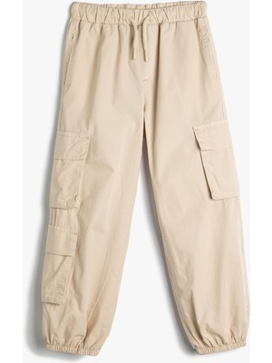 Koton Jogger Kargo Pantolon Pamuklu Beli Bağlamalı Cepli