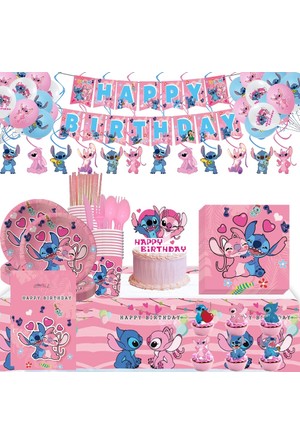 51pcs Lilo and Stitch Angel Themed birthday party supplies tableware  decoration