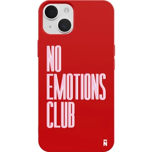 iPhone 15 Silikon Özel Tasarım Yazılı No Emotions Kırmızı Renkli Telefon Kılıfı