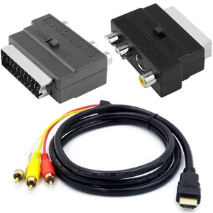 1080P HDMI Uyumlu Erkek Av Kablosu, Scart'tan 3 Rca Fono Adaptörüne (Yurt Dışından)