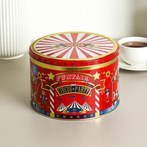 Circus Seri - Yuvarlak Metal Kutu - Kırmızı