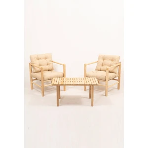 Meya Dekor Gloria Ahşap Balkon Bahçe Teras 2+1 Oturma Grubu - Bahçe Mobilyası (Minderler Dahil)