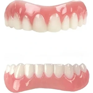 Üst Alt Set 2 9 Stil Ekstra Ince Geçmeli Sahte Parlak Beyaz Diş Kaplamaları Silikon Yumuşak Güvenli Gülümseme Yapışkanlı Protez Gizleme Gölge Parantez (Yurt Dışından)