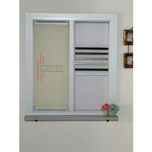 Krem Plise Katlanır Cam Balkon Perdesi - Ofis Perdesi - Ev Perdesi - Salon Perdesi - Plisel Perde