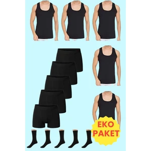 Erkek 15 Parça Ekonomik Paket Atlet Boxer ve Çorap Takımı 5 Atlet 5 Boxer 5 Çift Çorap