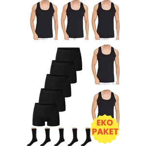 Mood Agenda Erkek 15 Parça Ekonomik Paket Atlet Boxer ve Çorap Takımı 5 Atlet 5 Boxer 5 Çift Çorap