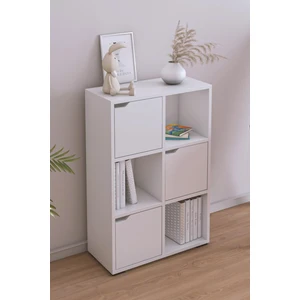 Vinesa Modern Kapaklı Kitaplık Çok Amaçlı Vitrin Kitaplık Mat Beyaz
